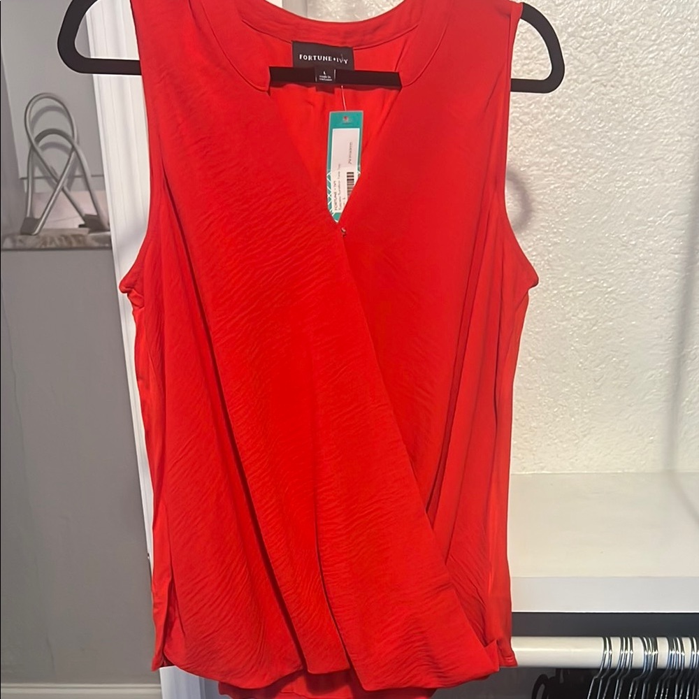 Fourteenth Place Women's Vibrant Red Sleeveless Blouse